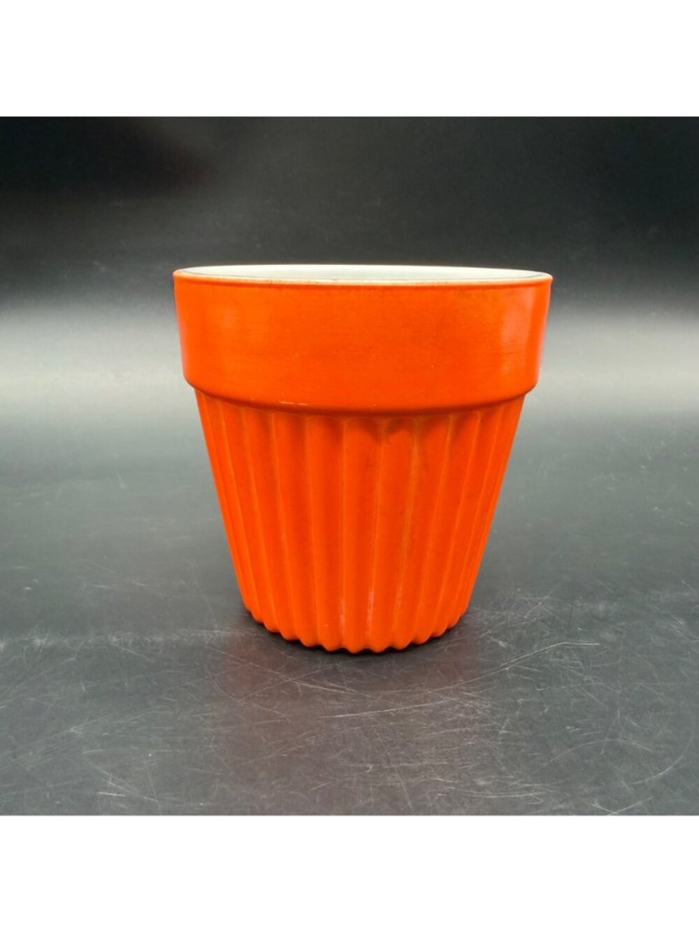 Vintage Planter Ribbed Flower Pot Milk Glass Hazel Atlas Moderntone Platonite - Picture 2 of 14